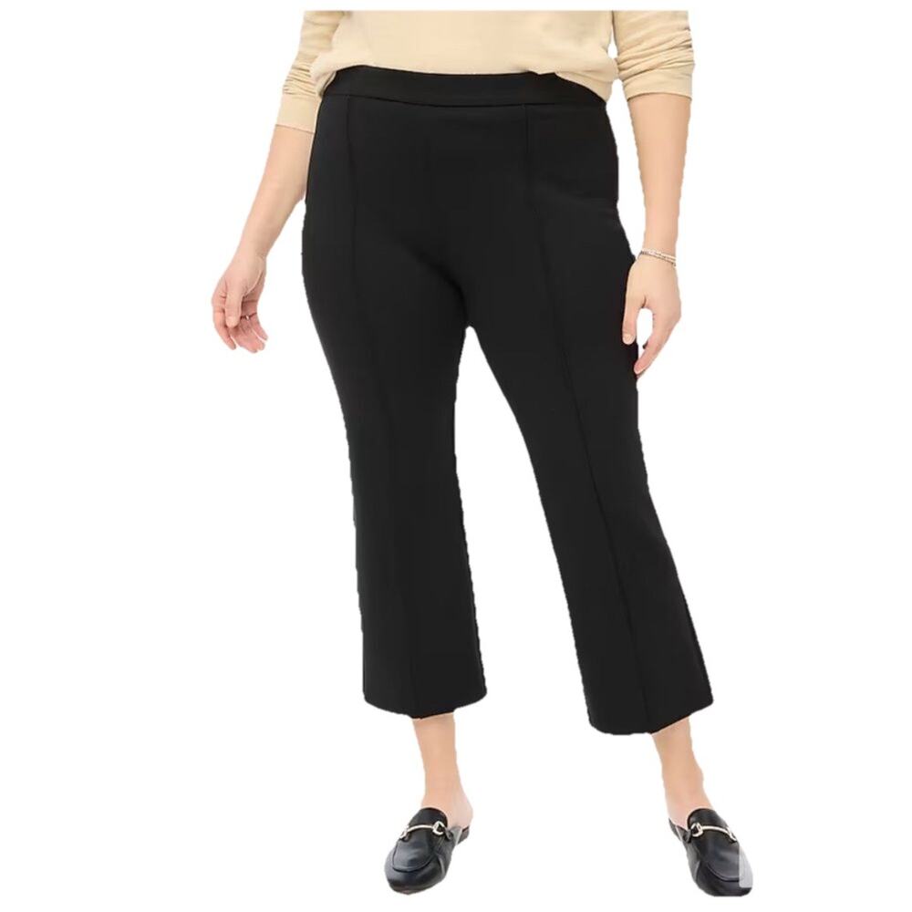 J. Crew Factory Crop Flare Ponte Pant Black Sz 22 BY574 Business Casual Work